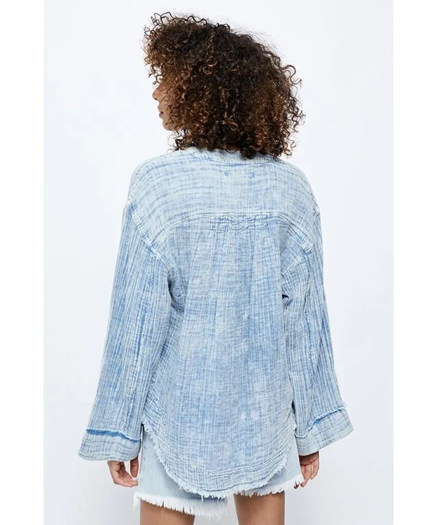 Anguilla Washed Pullover Flower Blue