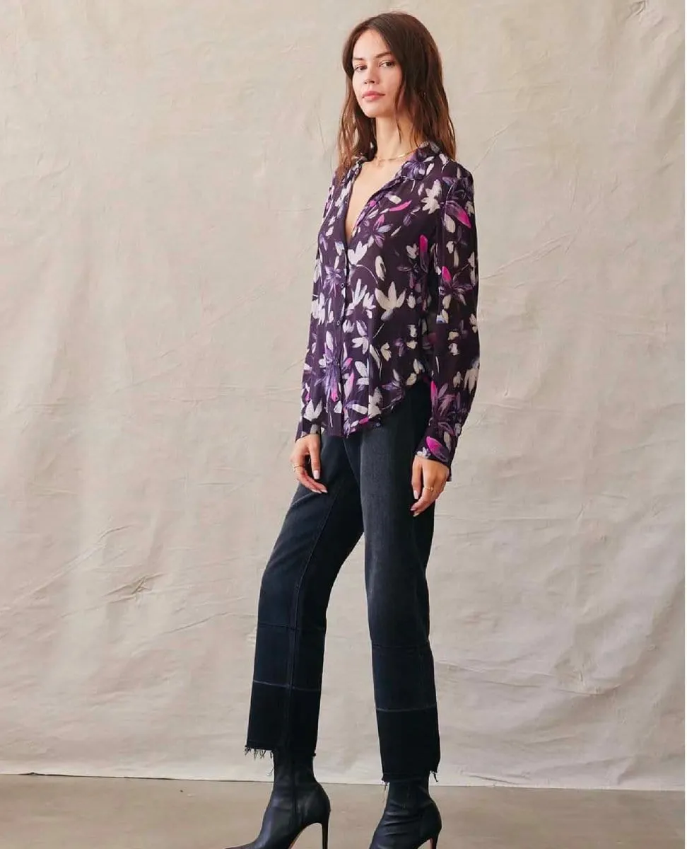 Avalon Long Sleeve Shirt Floral Plum Print
