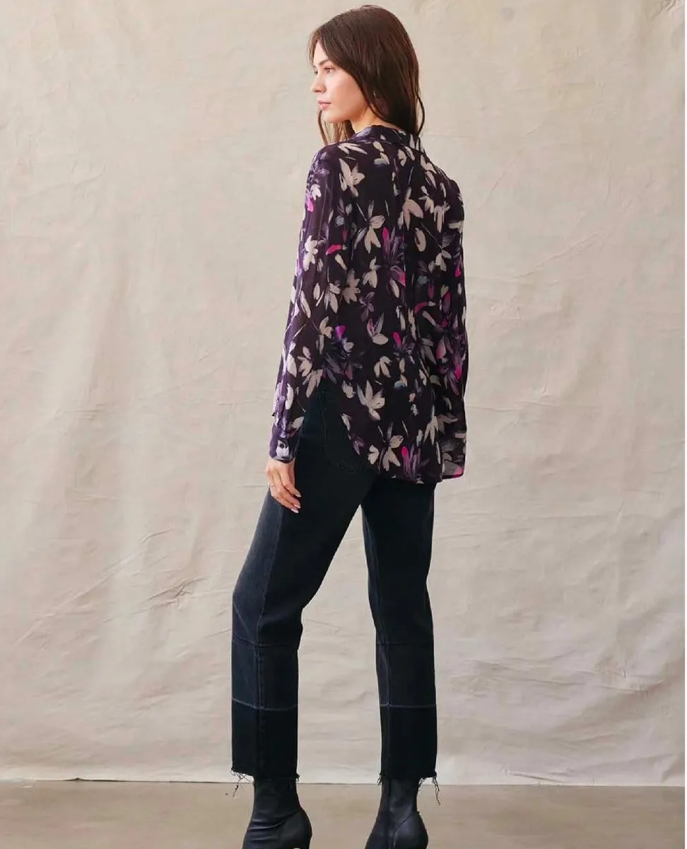Avalon Long Sleeve Shirt Floral Plum Print
