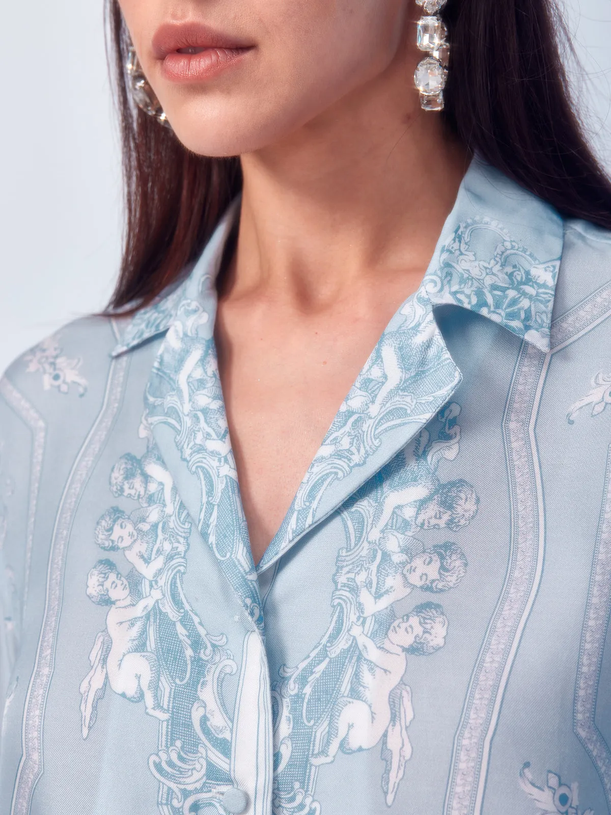 Baroque Royal Print Tied Silk Blouse