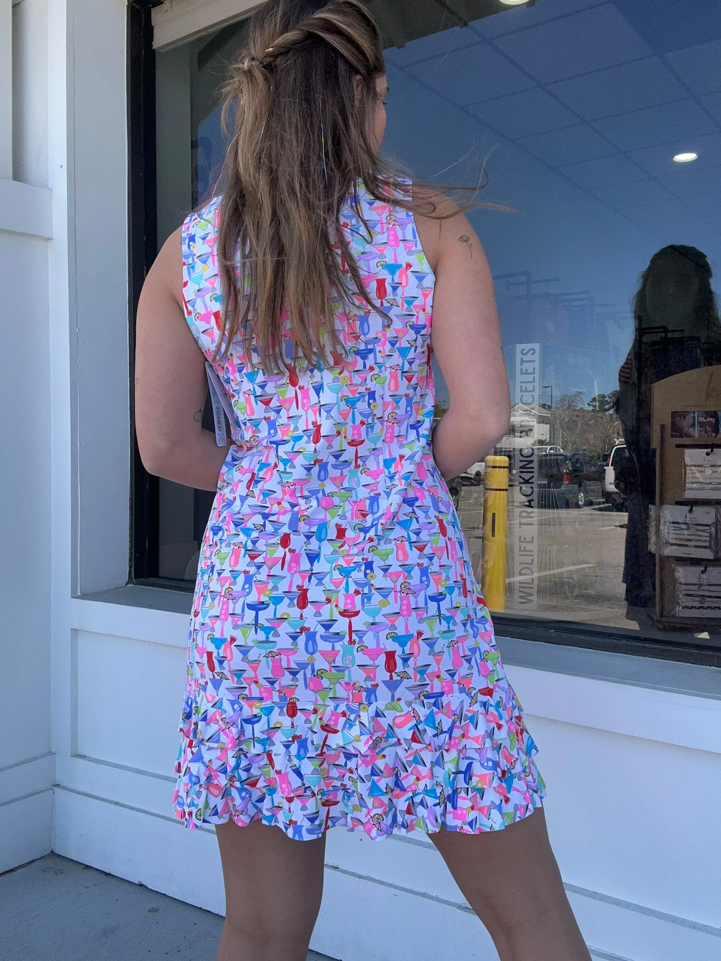 Beachtime Drinks On Me Ruffle Trim Dress