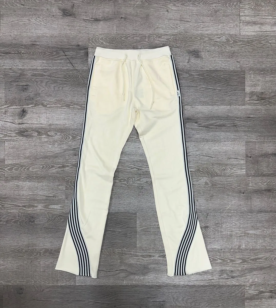 BKYS 'Stripped' Fleece Stacked Pants (Off White) P1264
