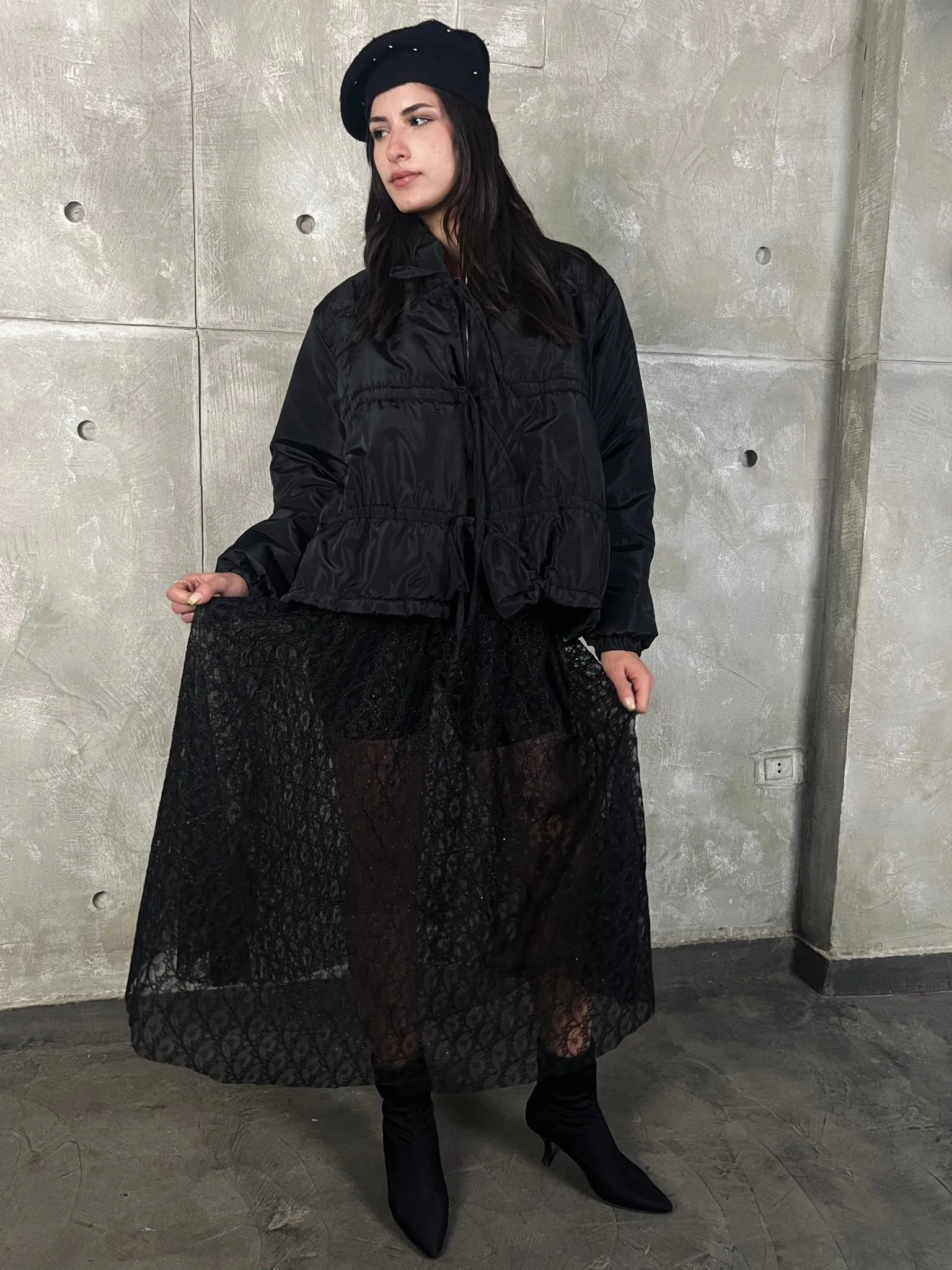 Black Bow Quilted Jacket
