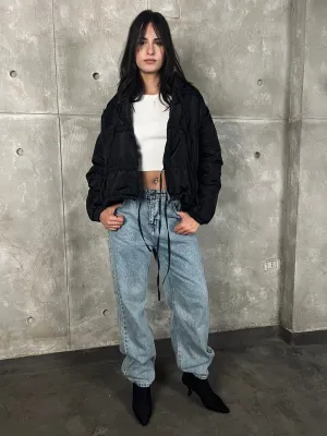 Black Bow Quilted Jacket