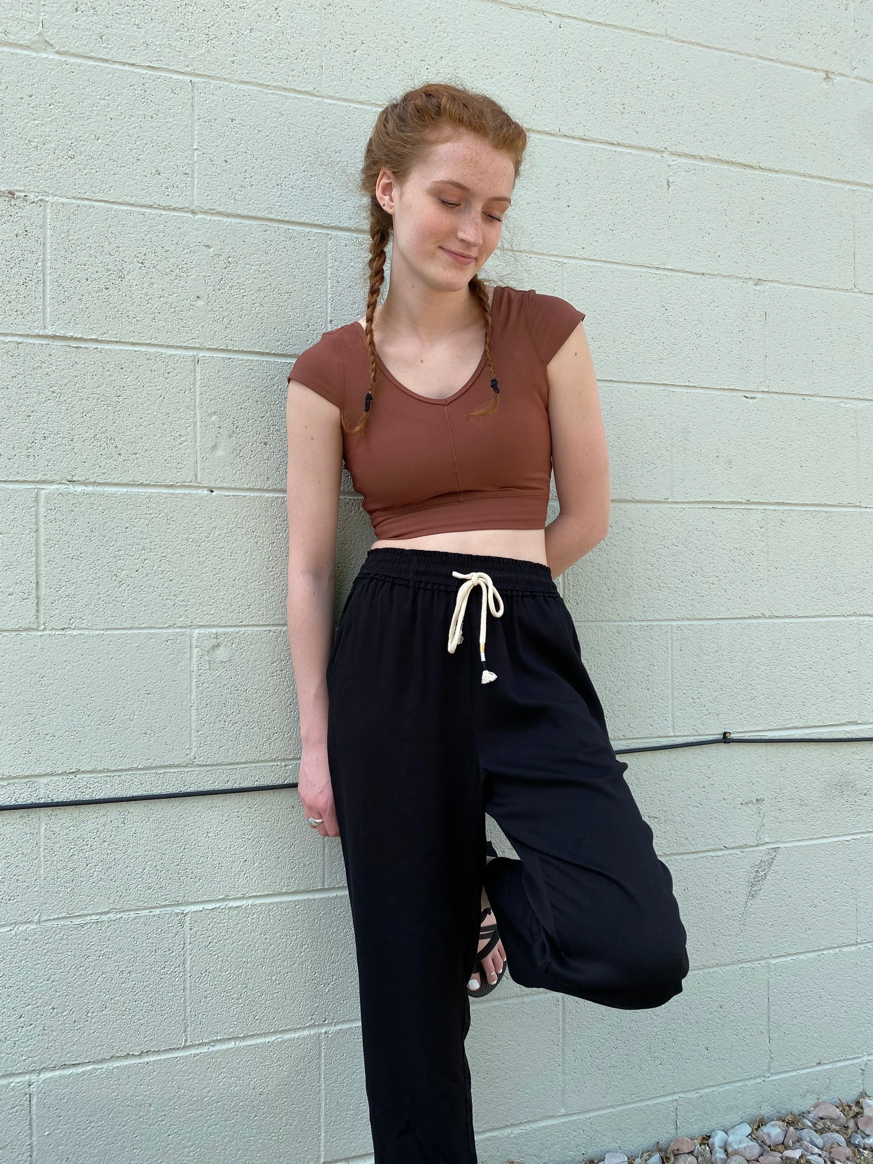 Black Drawstring Trouser Pants