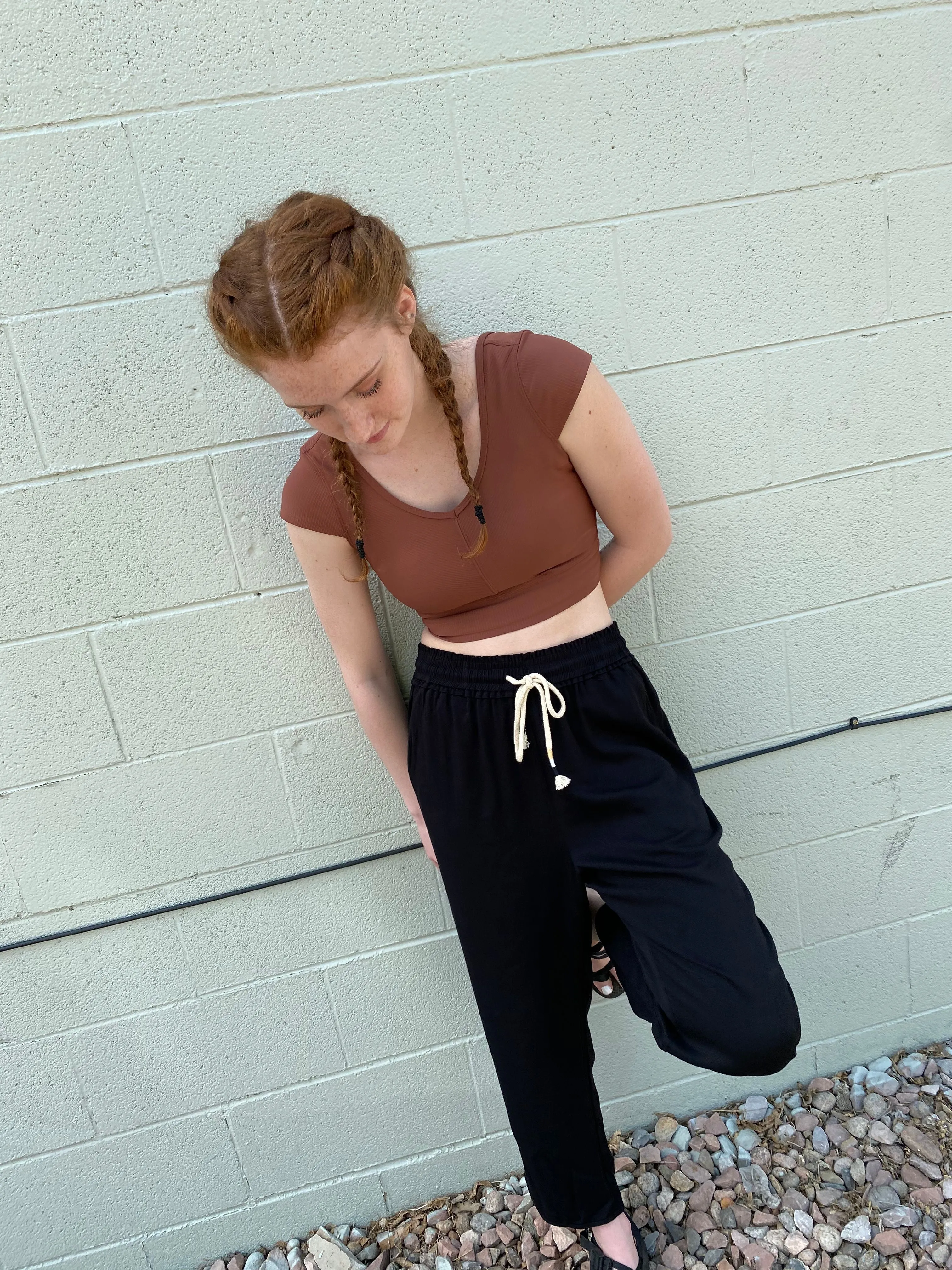 Black Drawstring Trouser Pants