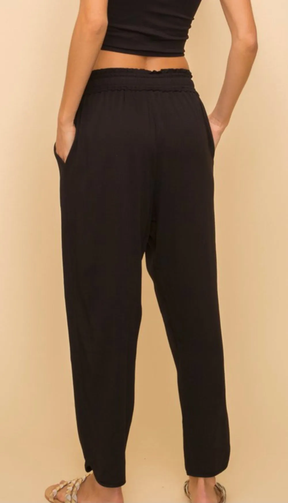 Black Drawstring Trouser Pants