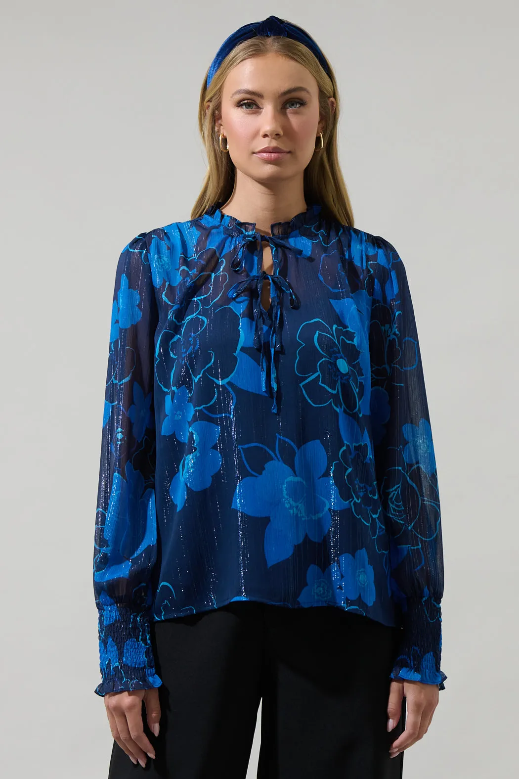 Bluford Floral Verona Split Neck Blouse
