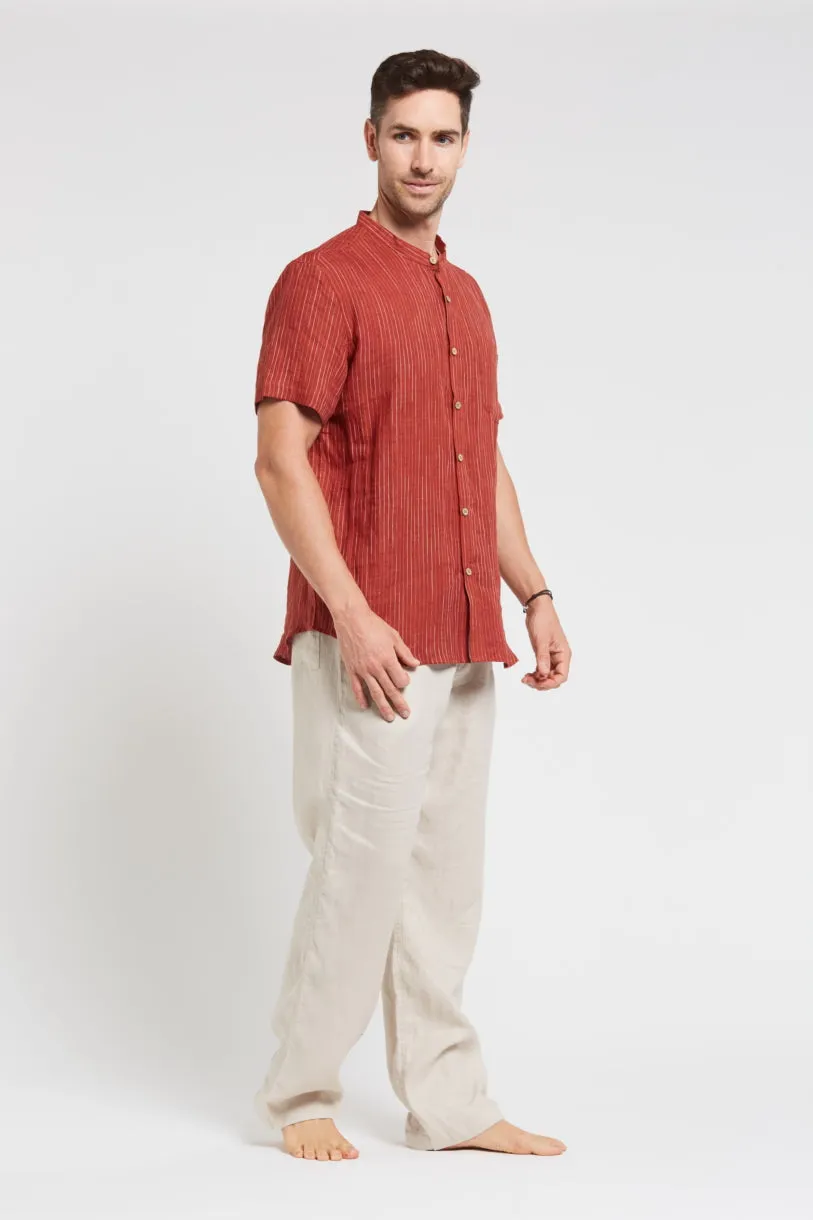 Brain Tree Hemp Grandpa Short Sleeve Shirt - Line Brick