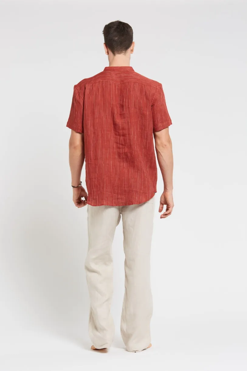 Brain Tree Hemp Grandpa Short Sleeve Shirt - Line Brick