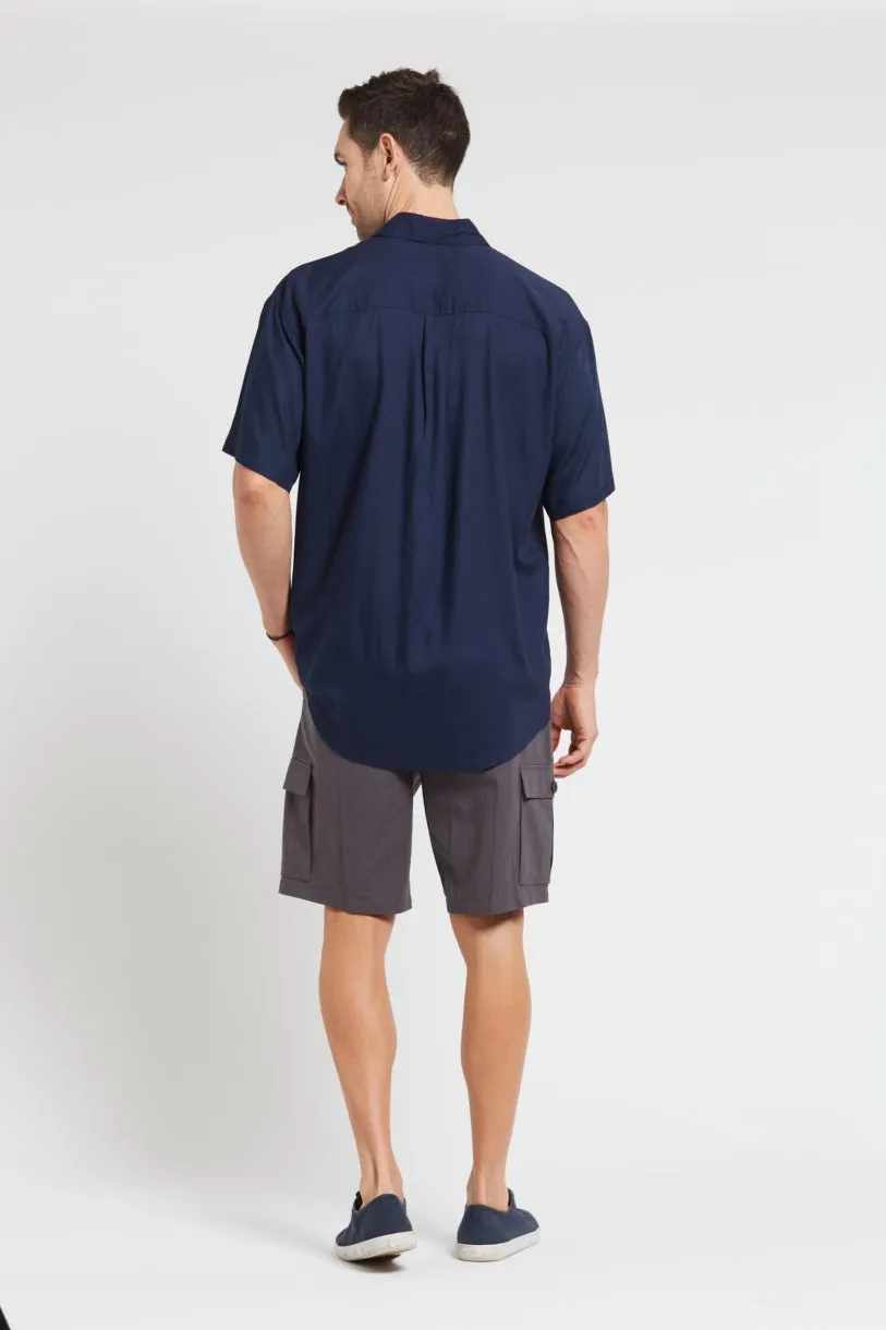 Braintree Hemp Rayon Short Sleeve Shirt - Navy