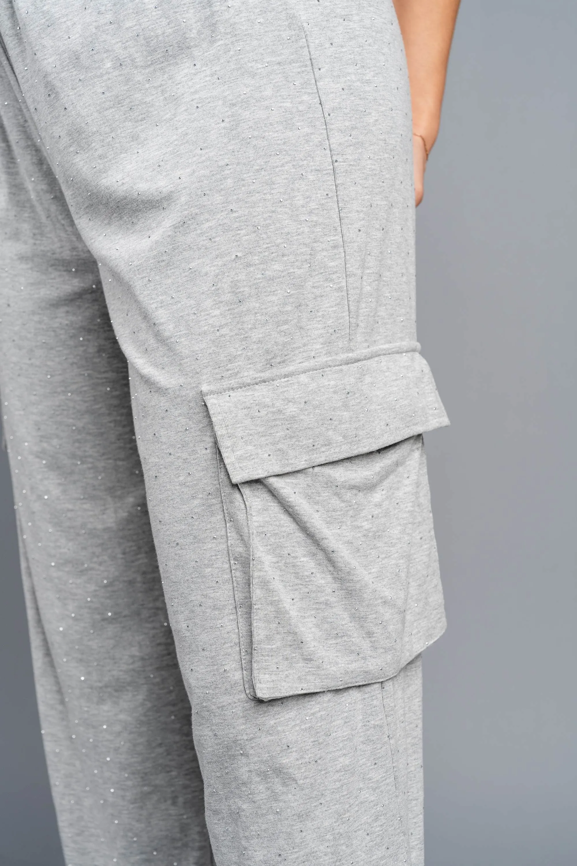 CHIC SILVER STUDDED TUBE TOP & CARGO LOUNGE SETS