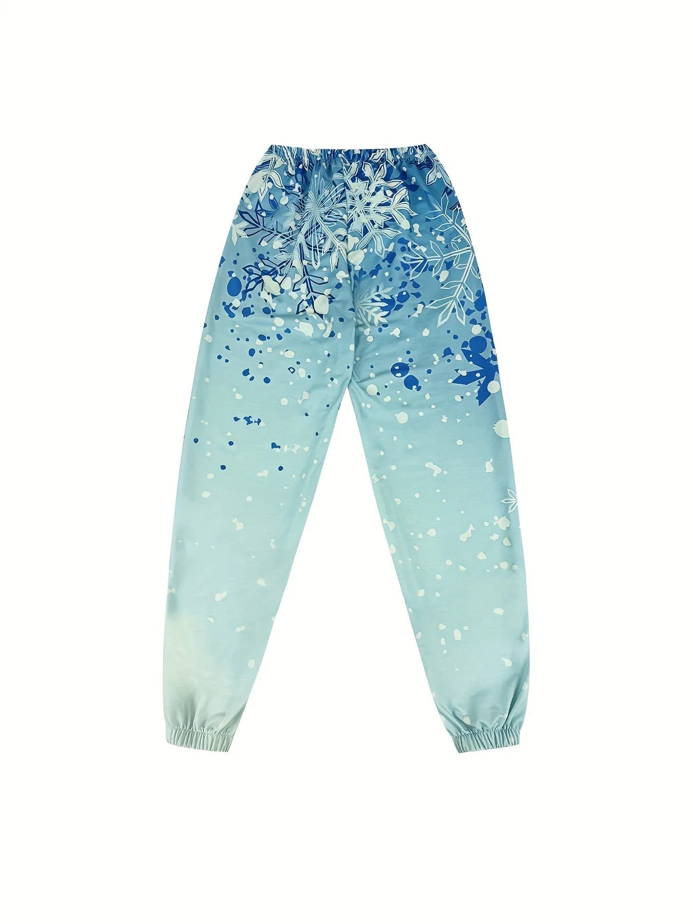 Chic Snowflake Print Women's Joggers - Casual Elastic Waist, Long Length with Pockets for Fall/Winter