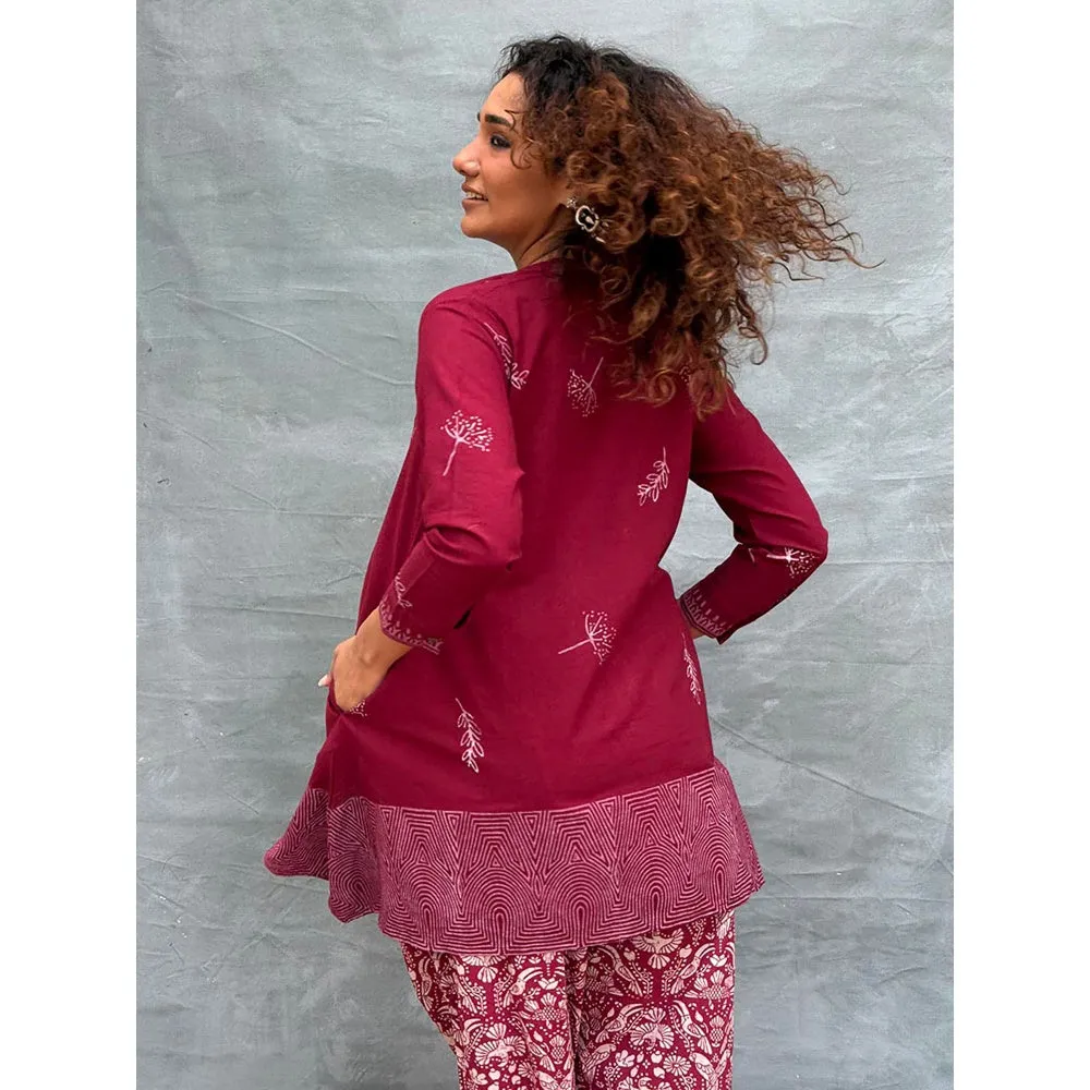 Chidiyaa Soil Chirp Of Dawn Block Printed Cotton Tunic
