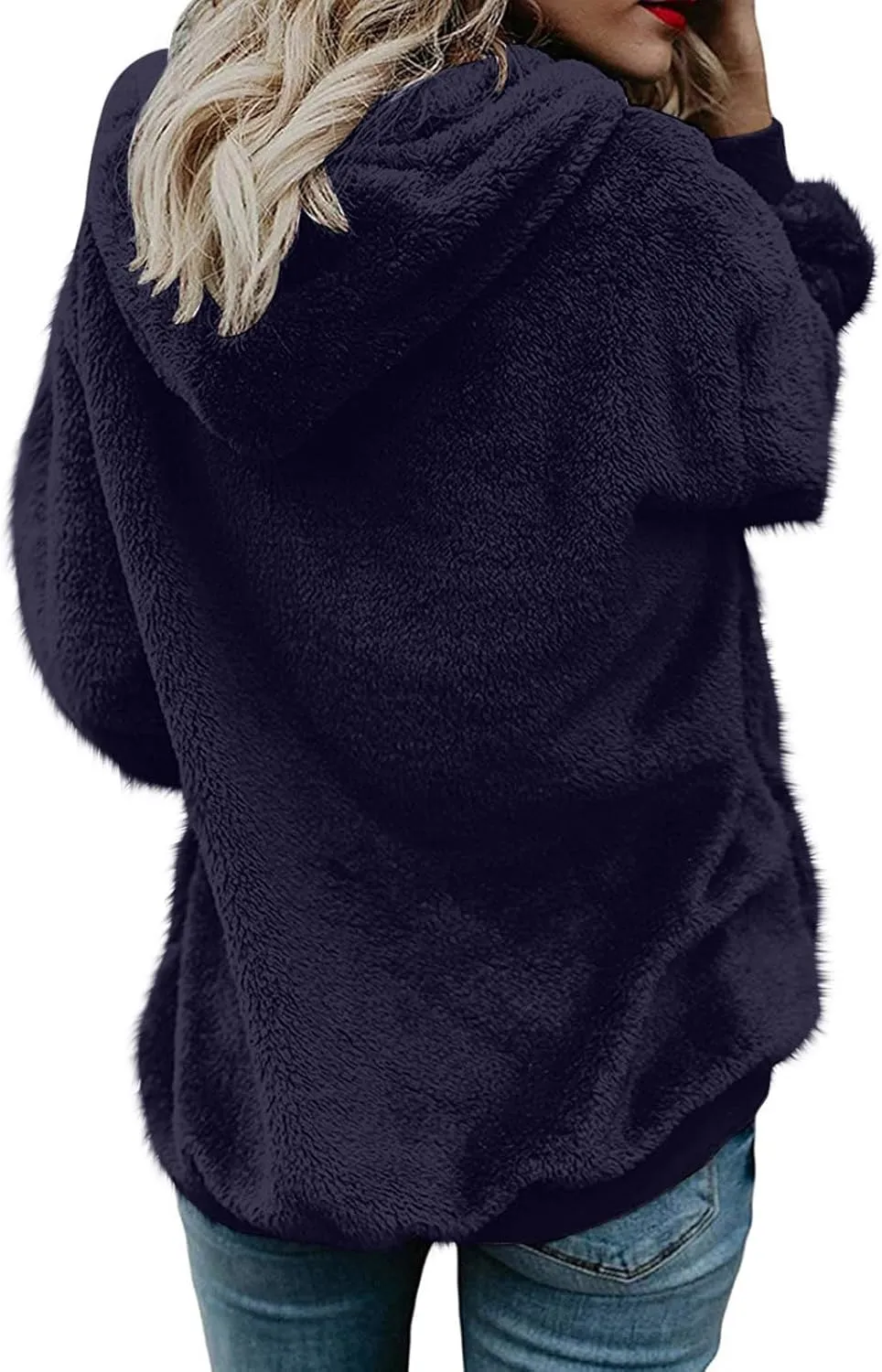 Cozy Fluffy Hoodie Women Fall/Winter Clothes Womens Hoodies Sherpa Pullover Zip Up Fuzzy Fleece Oversized Hoodie