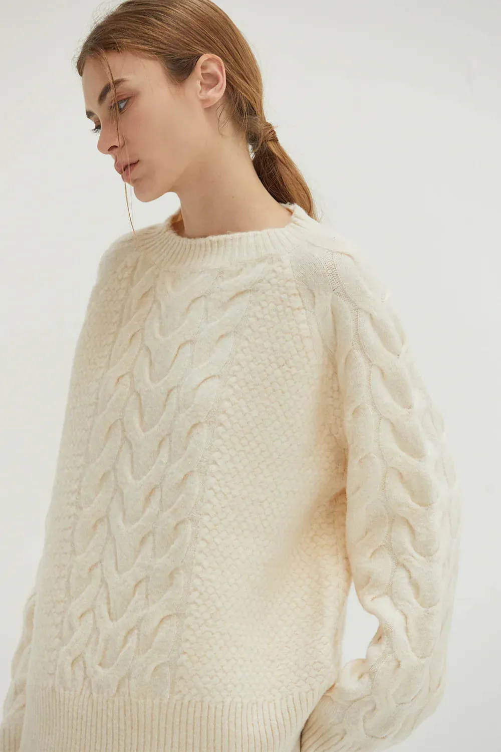 Cream Cable Knit Sweater