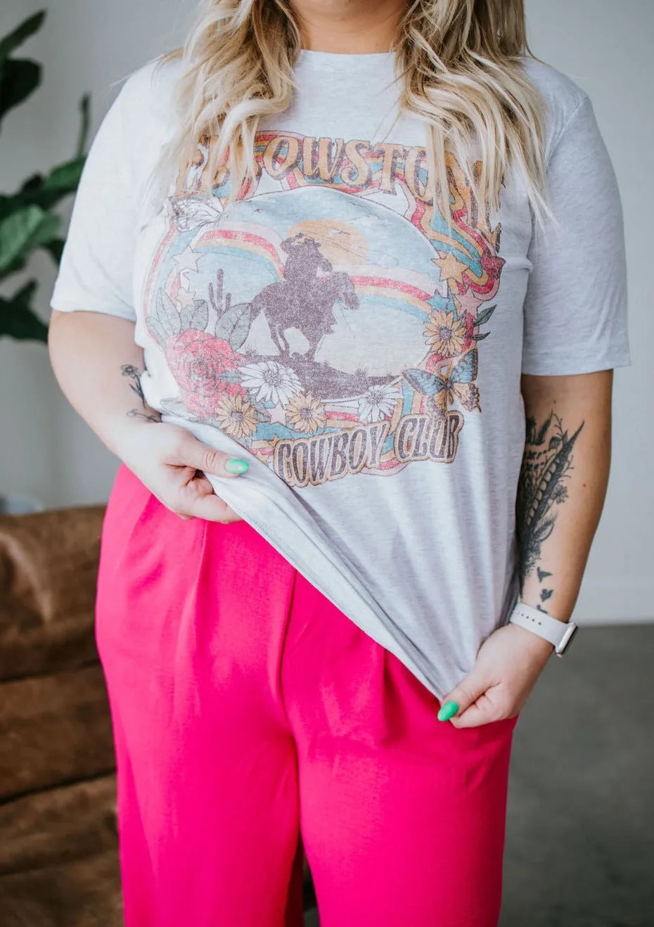 Curvy Yellowstone Cowboy Club Tee