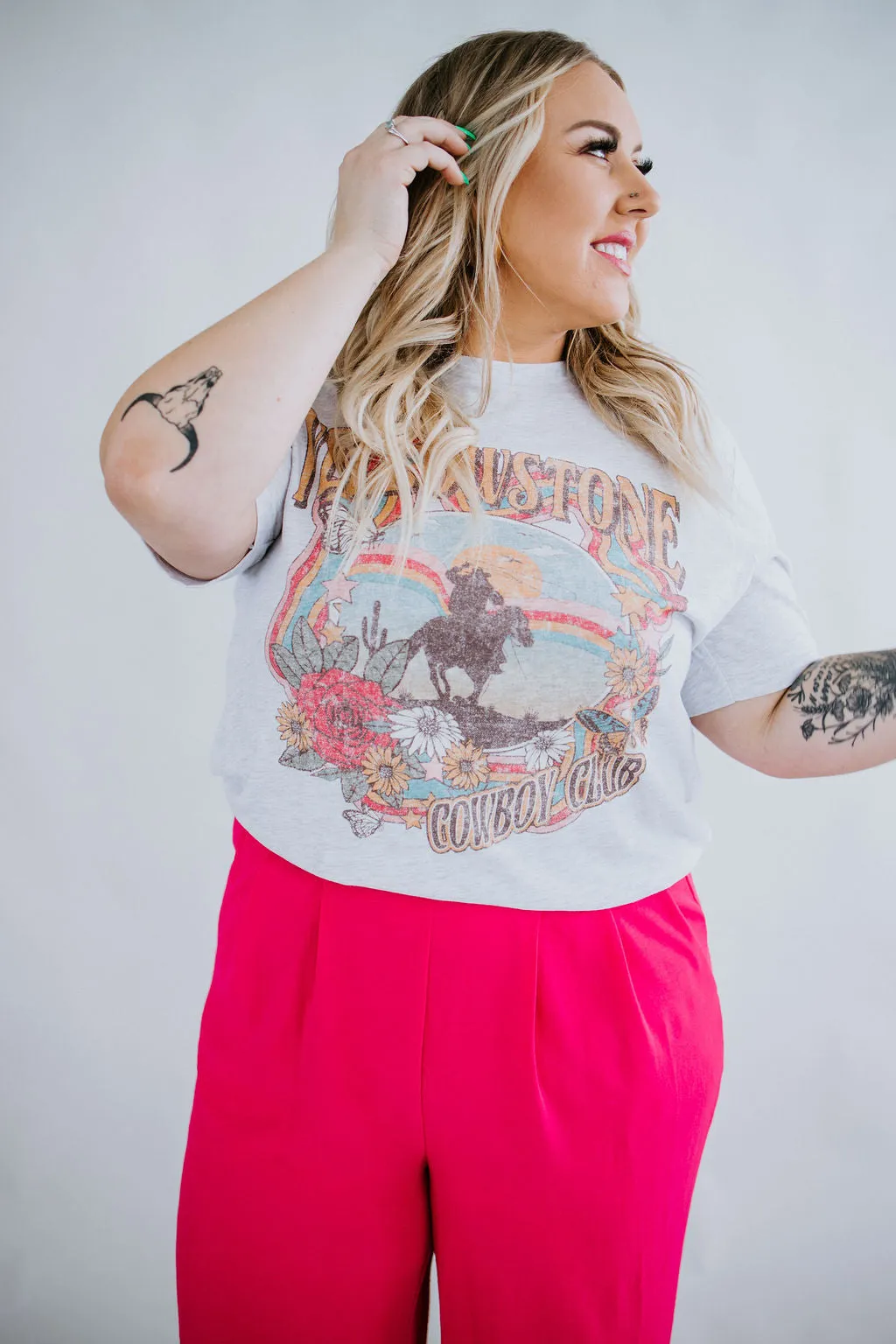 Curvy Yellowstone Cowboy Club Tee