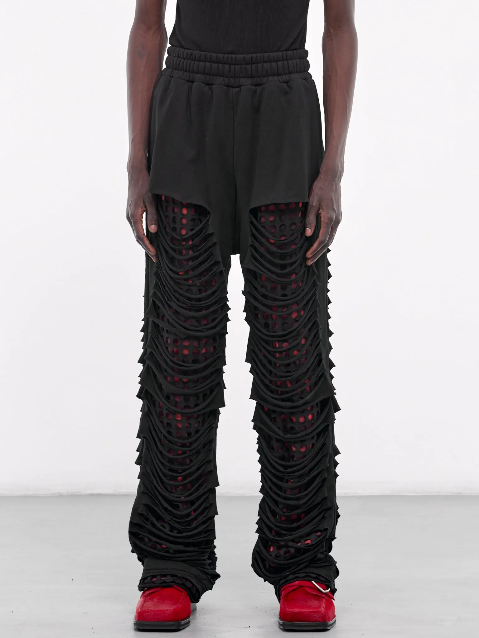 Cut-Hole Sweat Pants (HB-PT-4236-BLACK)