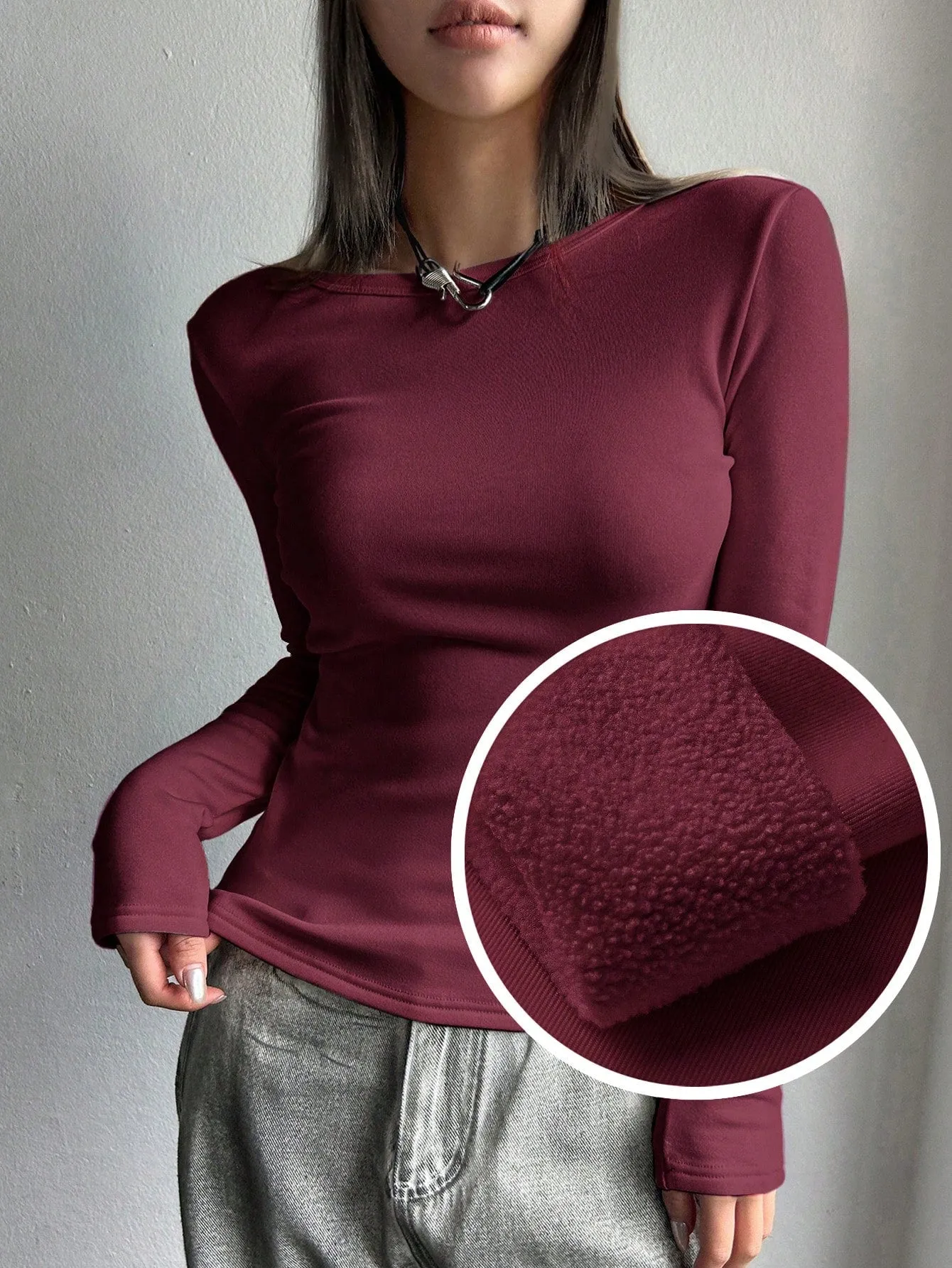 DAZY Solid Round Neck Tee