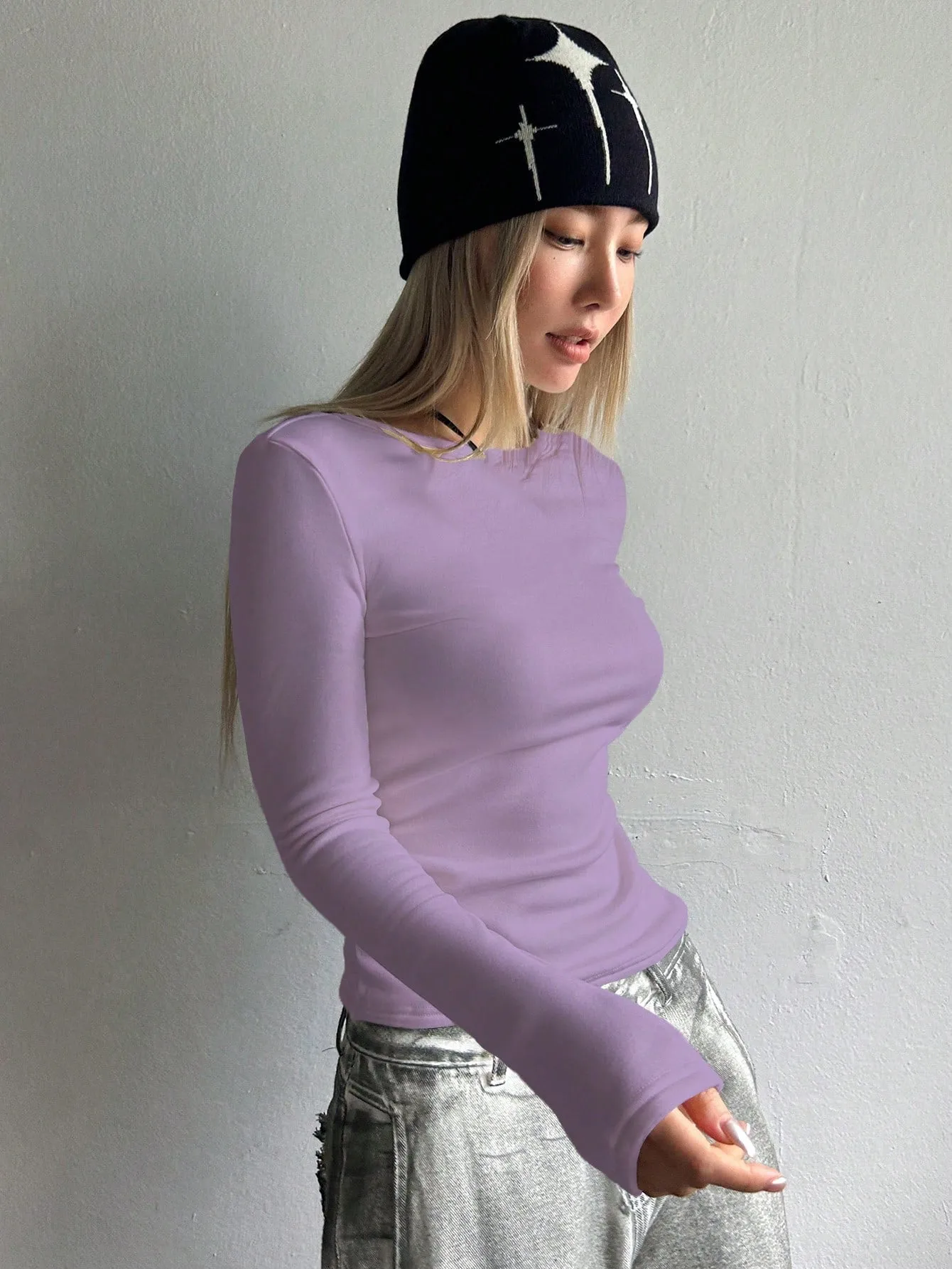 DAZY Solid Round Neck Tee