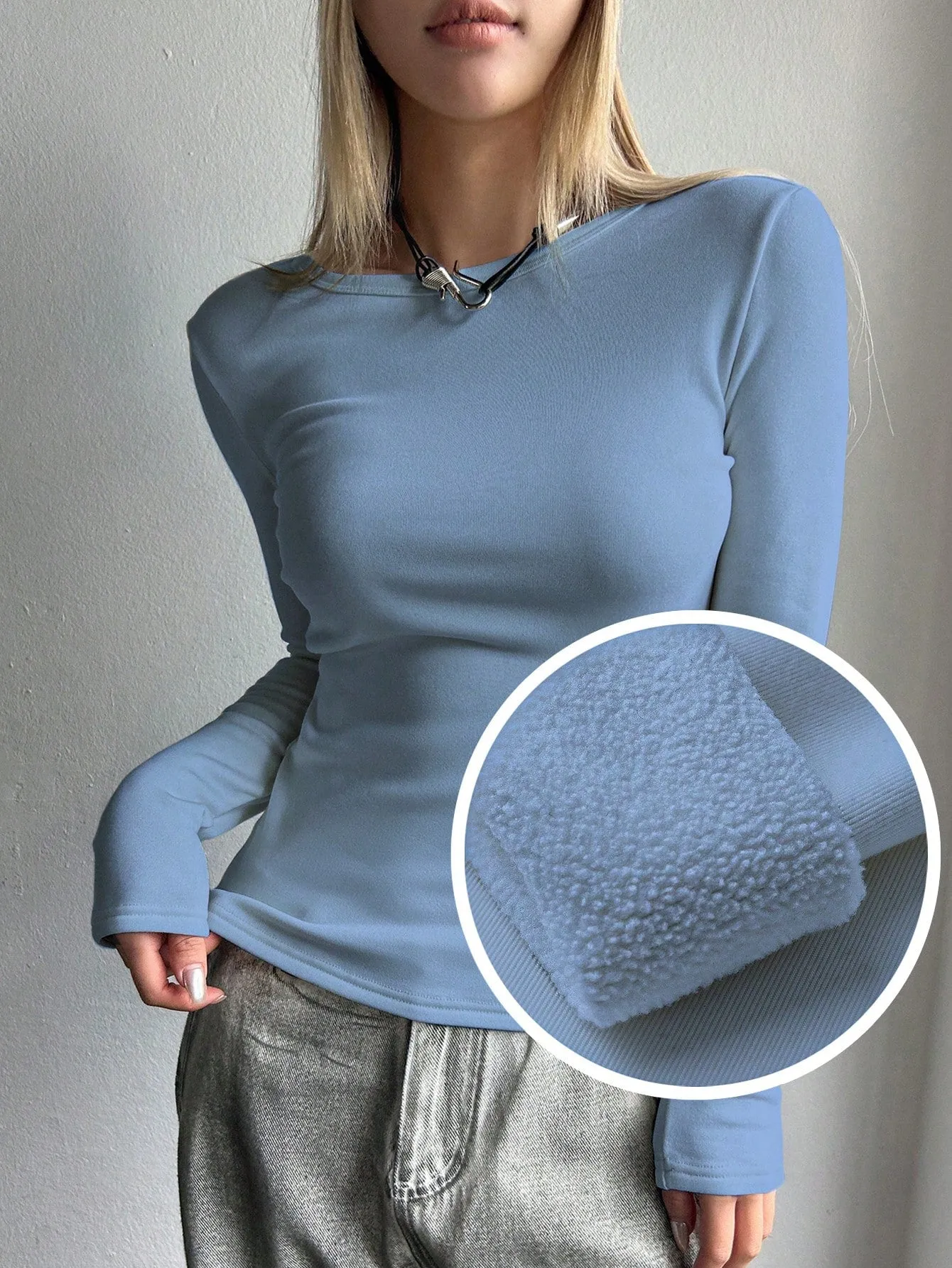 DAZY Solid Round Neck Tee