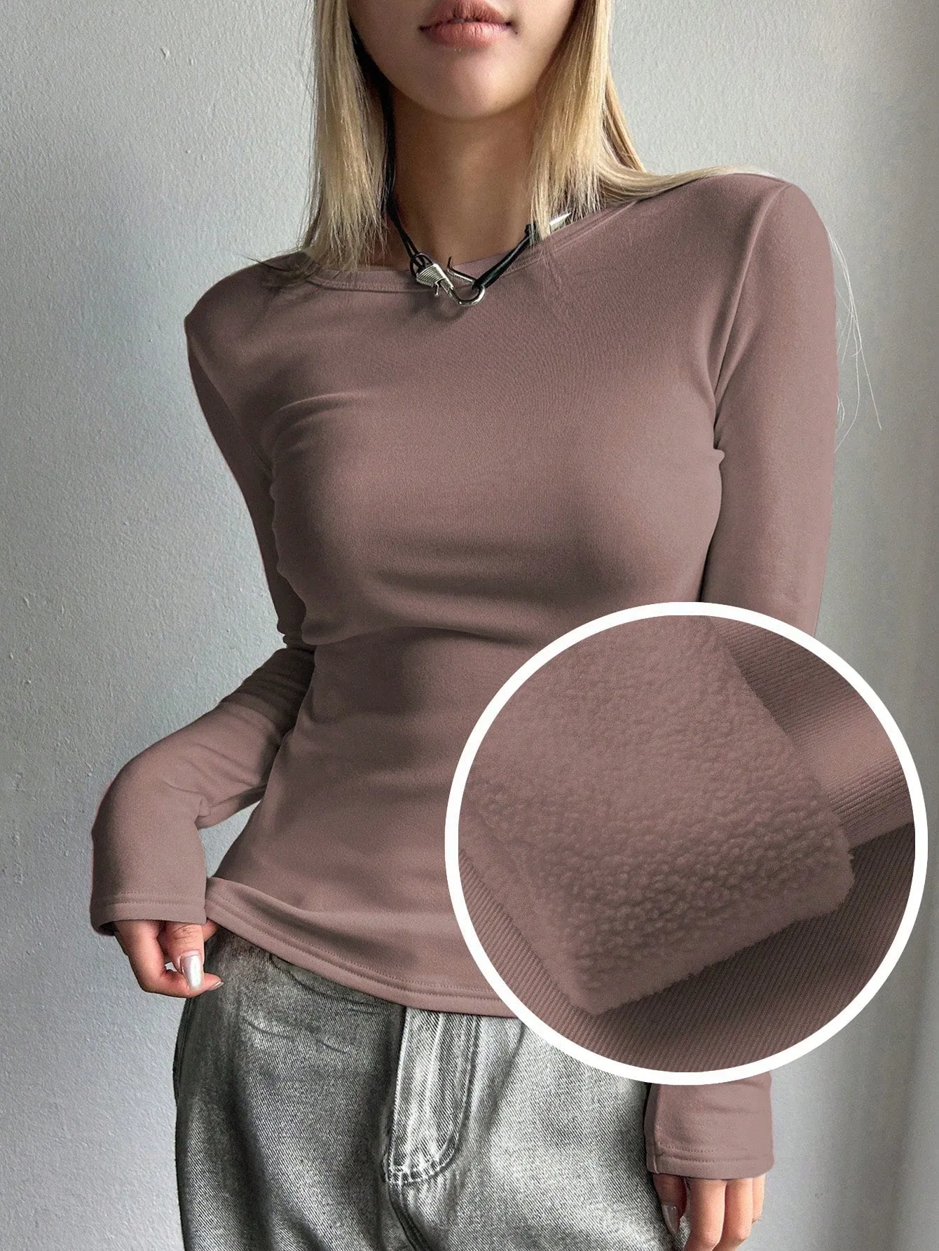 DAZY Solid Round Neck Tee