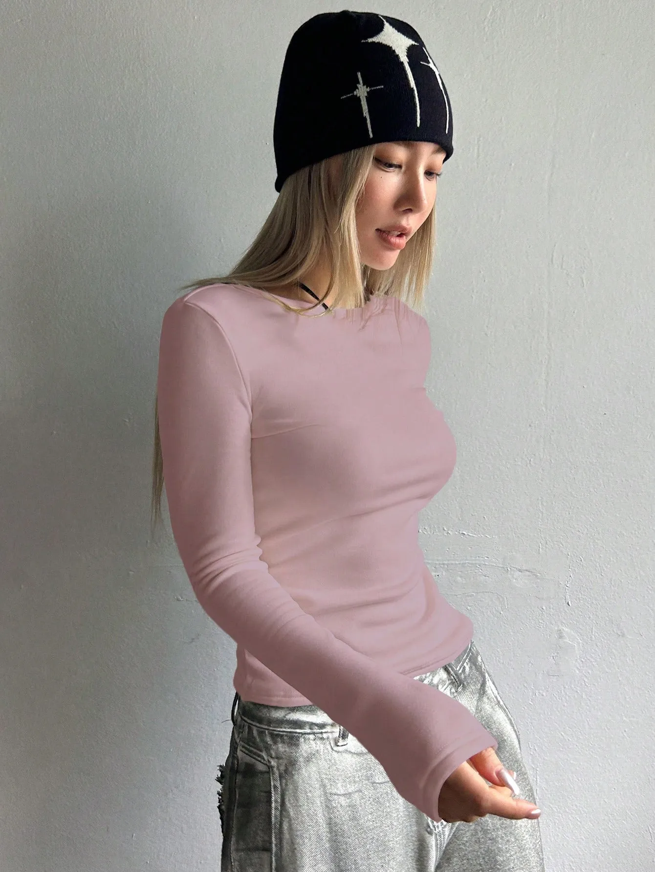 DAZY Solid Round Neck Tee