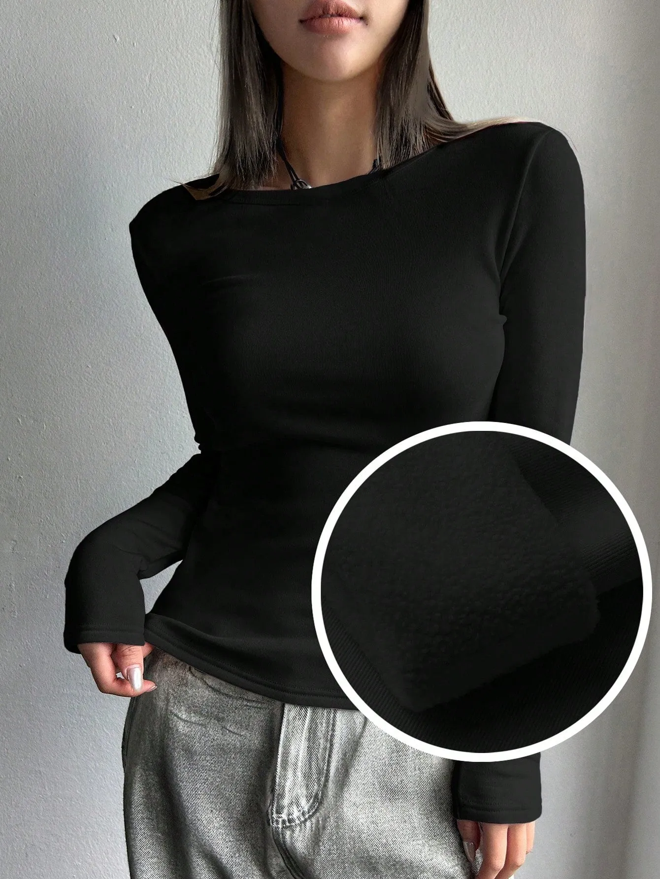 DAZY Solid Round Neck Tee