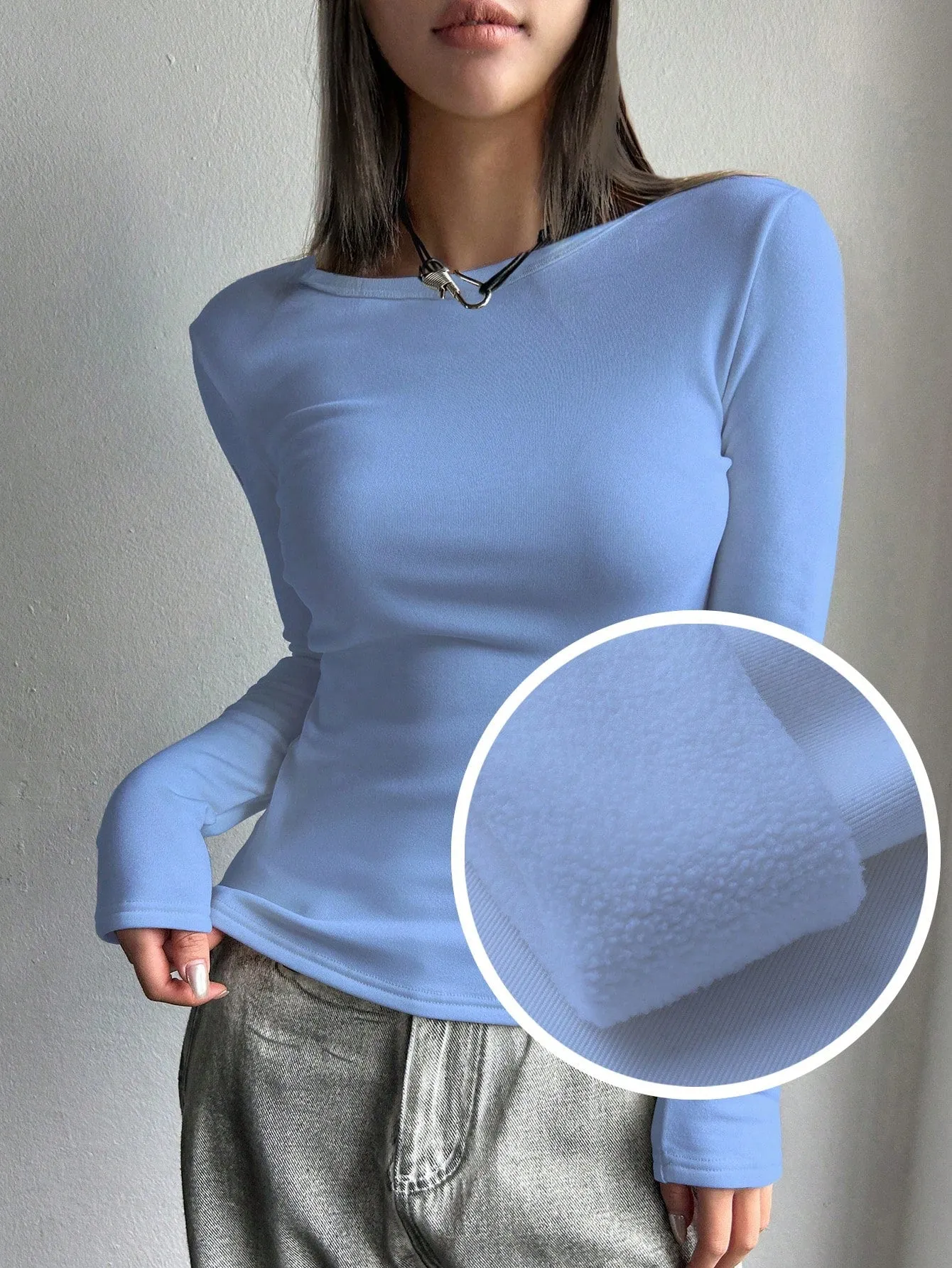 DAZY Solid Round Neck Tee