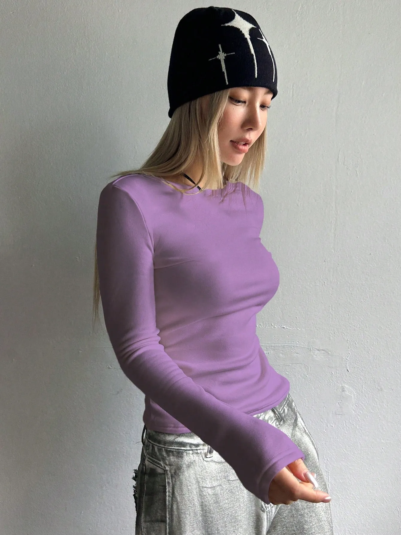 DAZY Solid Round Neck Tee