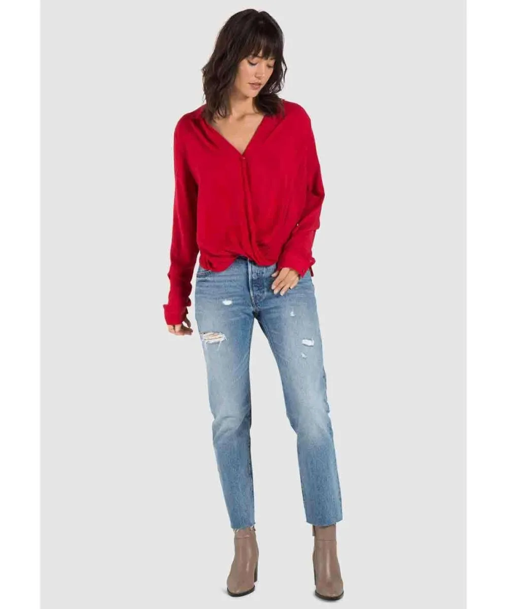 Drape Front Long Sleeve