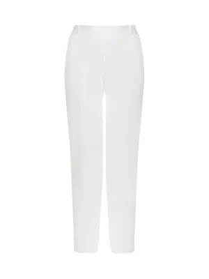 Elasticated Waist Wide Leg Crepe Pants - Ecru