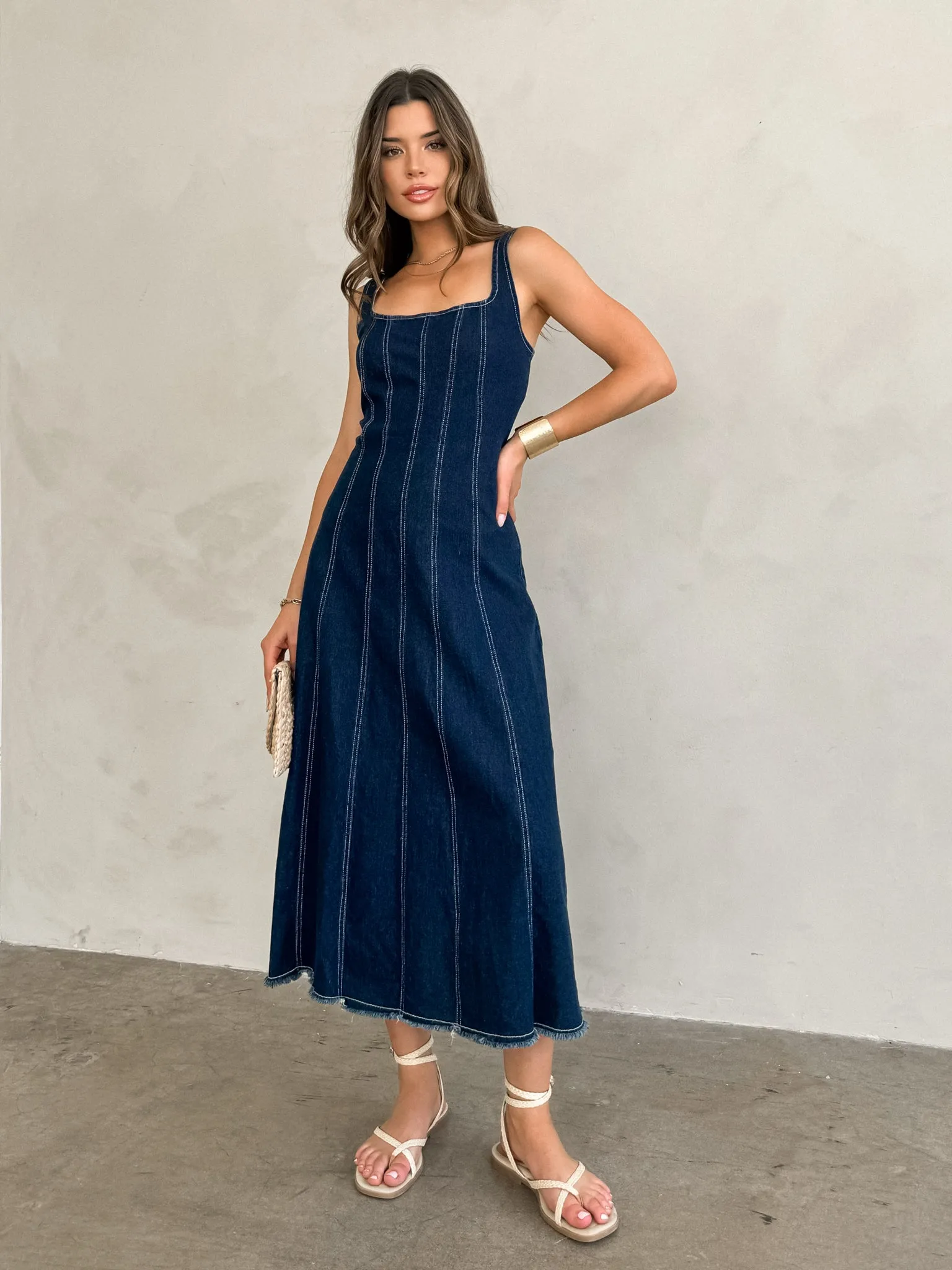 Eyes on the Prize Denim Midi Dress