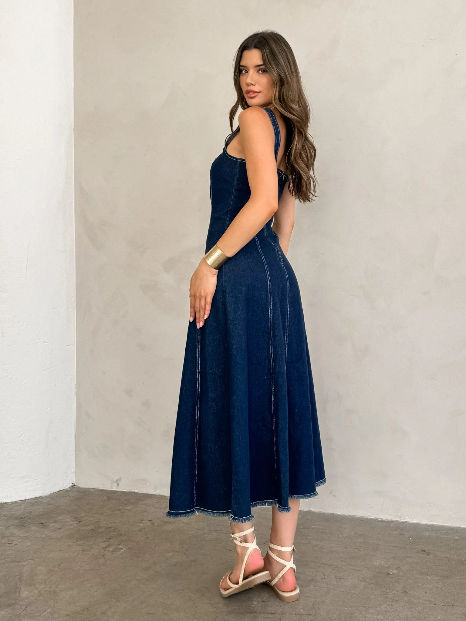 Eyes on the Prize Denim Midi Dress