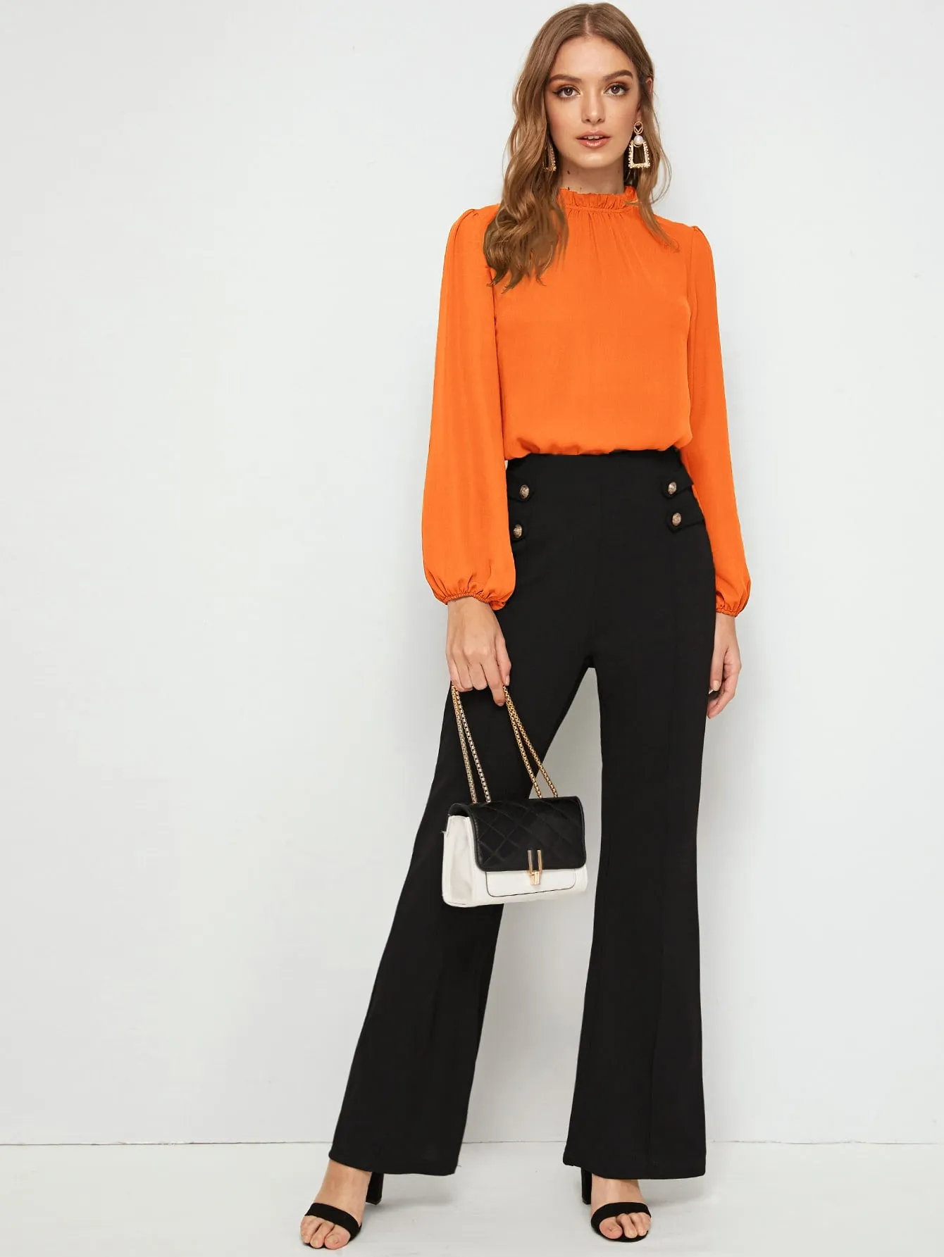 Frilled Neck Bishop Sleeve Blouse