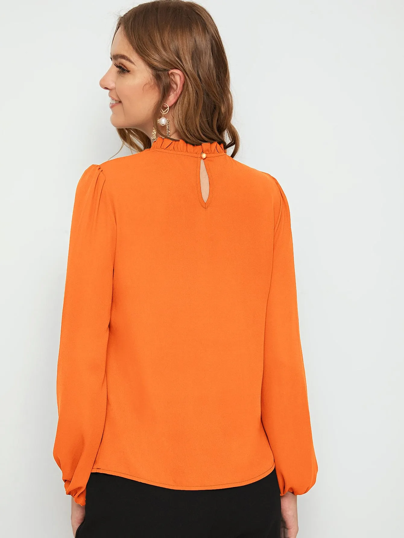 Frilled Neck Bishop Sleeve Blouse