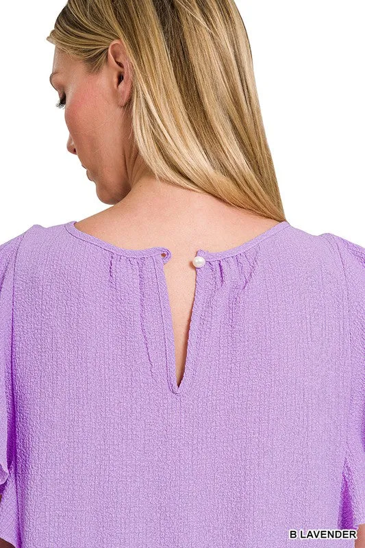 FS CLEARANCE Woven Bubble Airflow Flutter Sleeve Top