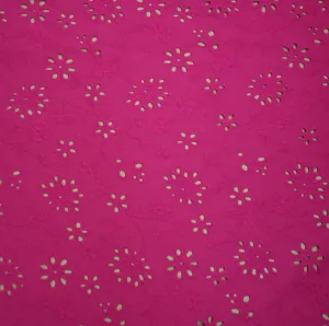 Fuchsia/Fuschia Floral Embroidered Cotton Lace