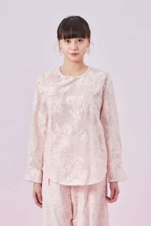 Galyena Pink Emboss Chinese Top
