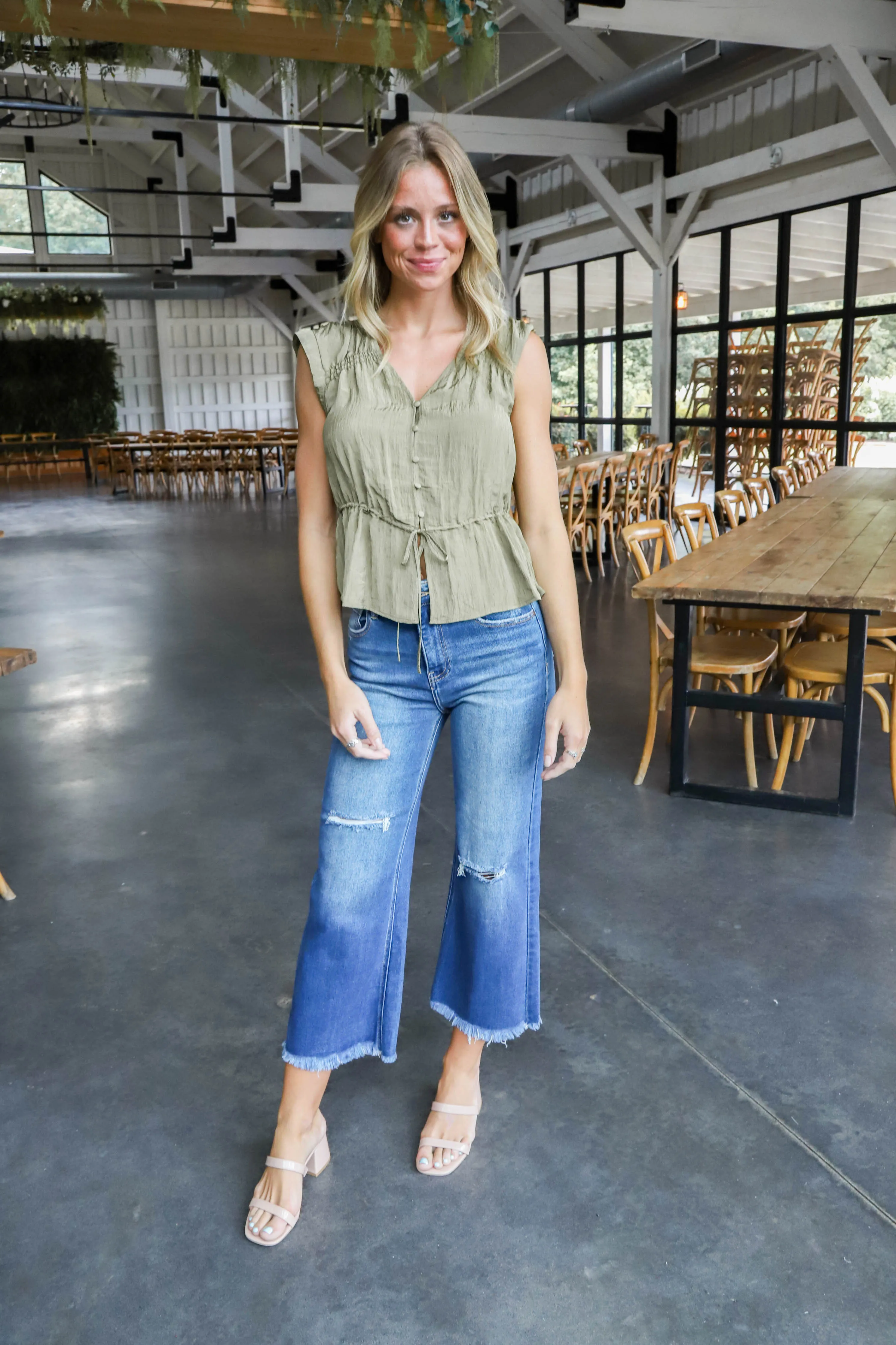Gathered Shell Top, Burnt Olive | Sanctuary