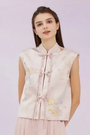 Ginelle Pink Mandarin Collar Top