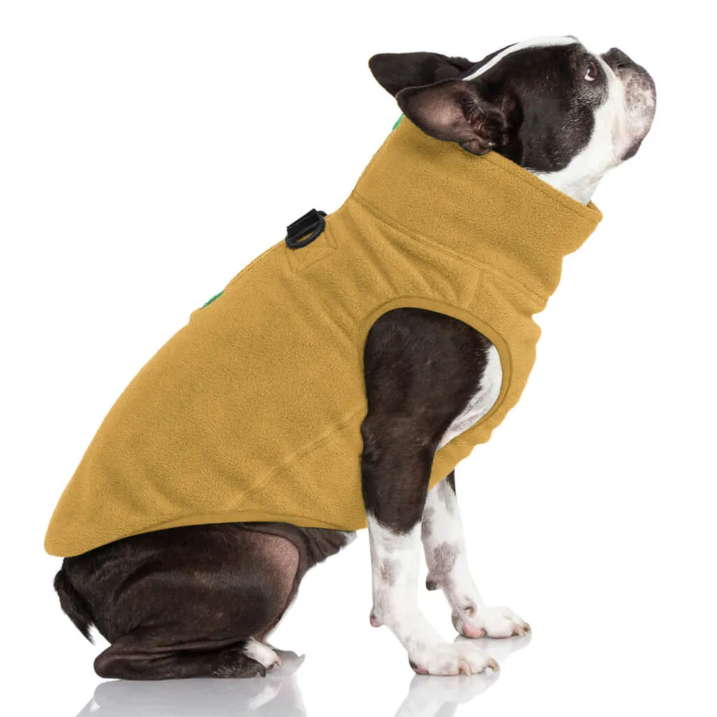 half zip-up fleece vest - sand