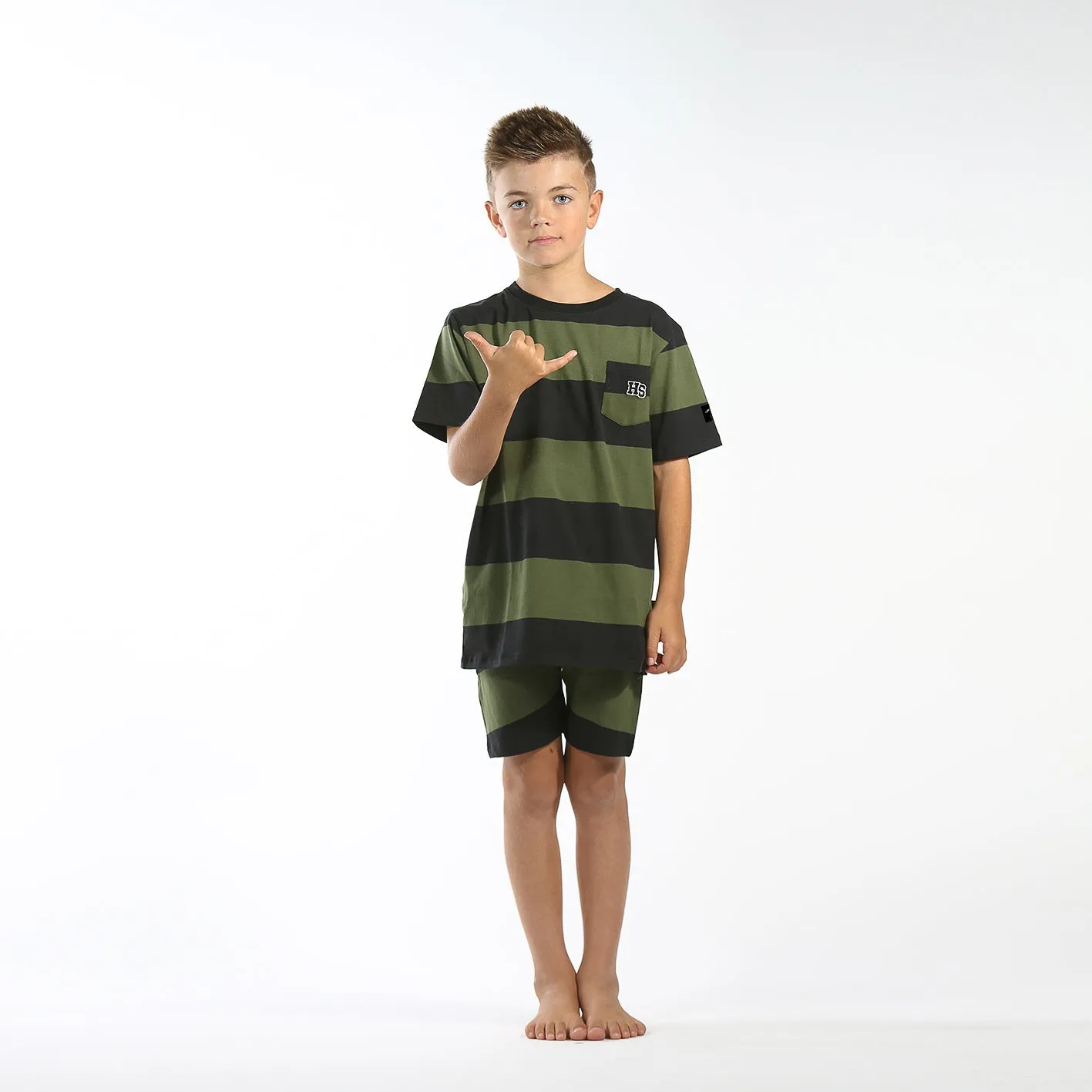 Hello Stranger Green Stripe SS Tee