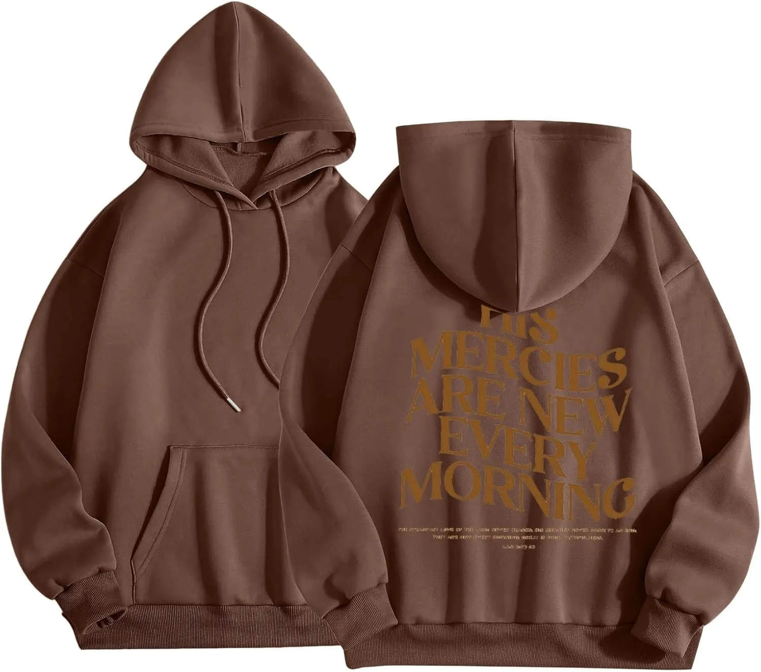 His Mercies are New Every Morning Christian Hoodies for Women Oversized Long Sleeve Hooded Sweatshirts Letter Hoodie