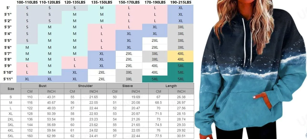 Hoodies for Women Casual Oversized Drawstring Thick Pullover Sweatshirt Hooded Fall Fashion 2024 Gradient Hoodies