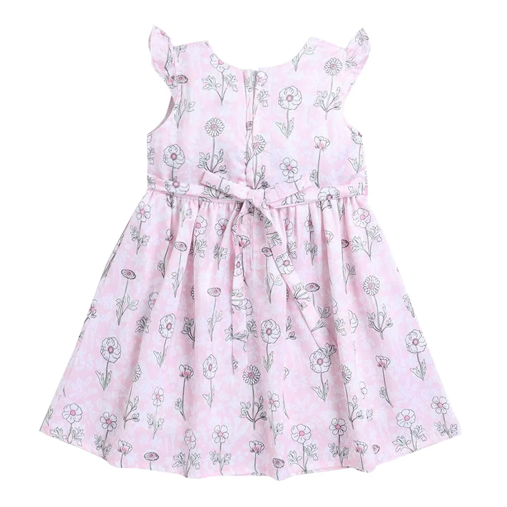 Hopscotch Girls Cotton All Over Print Casual Dress in Pink Color for Ages 18-24 Months (TTQ-4640062)