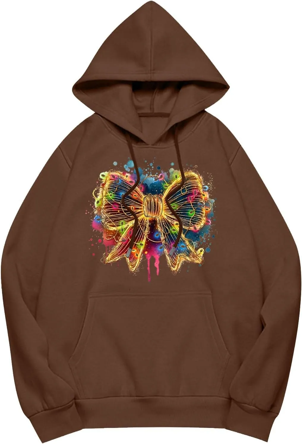 HXHYQKP Womens Oversized Sweatshirt Christmas Plus Size Hoodie Long Sleeve Drop Shoulder Pullover Trendy Y2K Hoodie