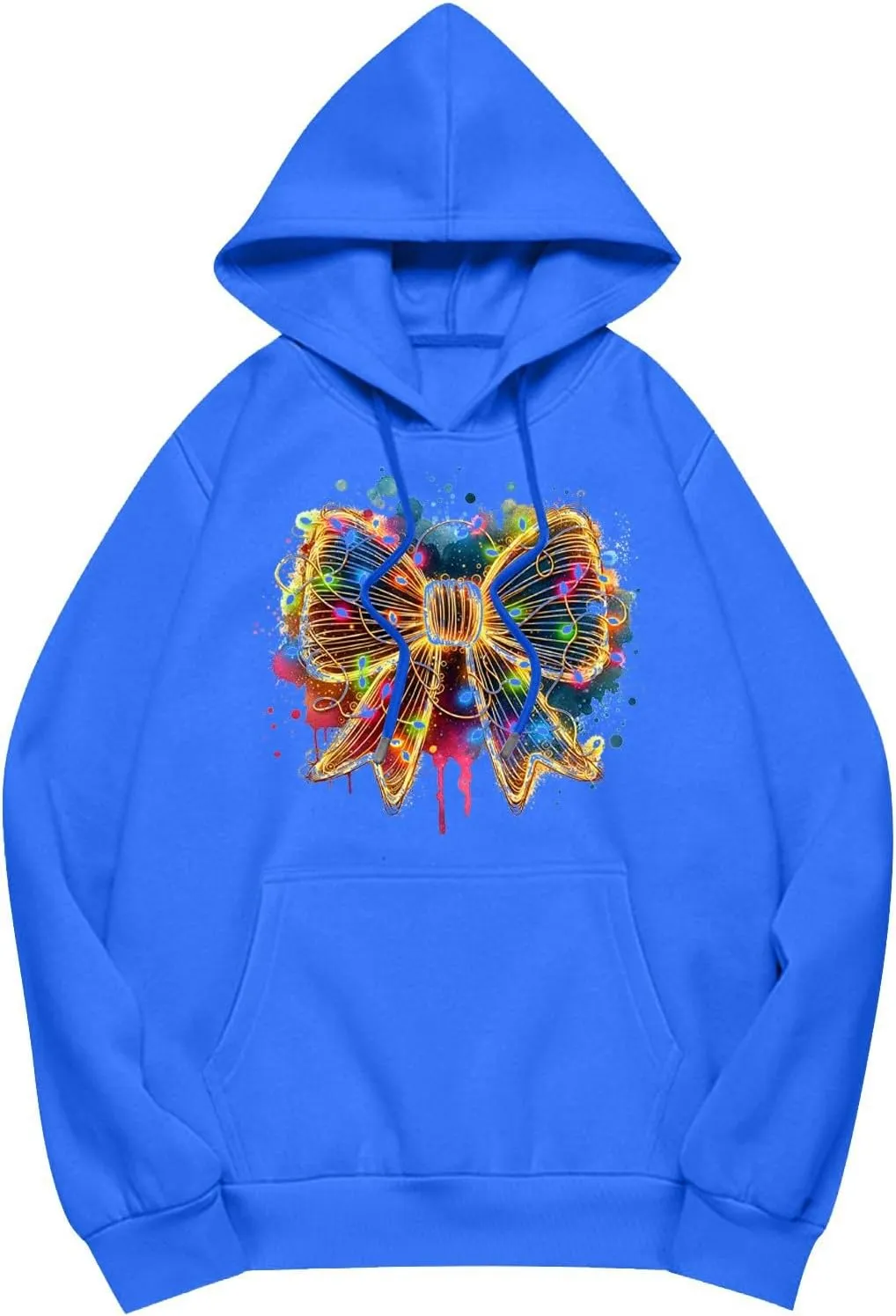HXHYQKP Womens Oversized Sweatshirt Christmas Plus Size Hoodie Long Sleeve Drop Shoulder Pullover Trendy Y2K Hoodie