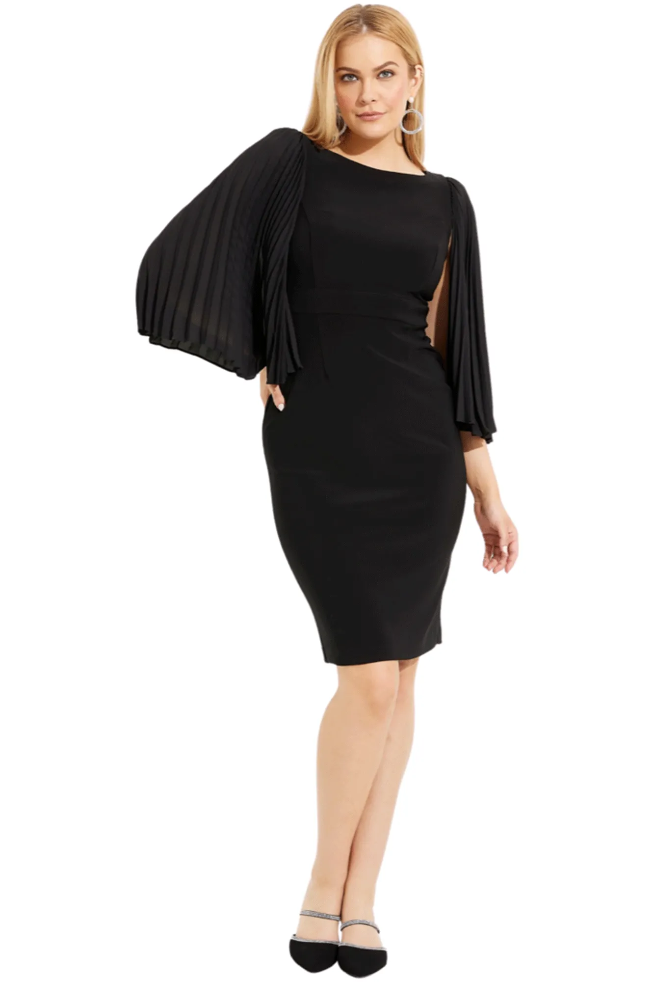 Joseph Ribkoff- Pleated Wide Sleeve Dress